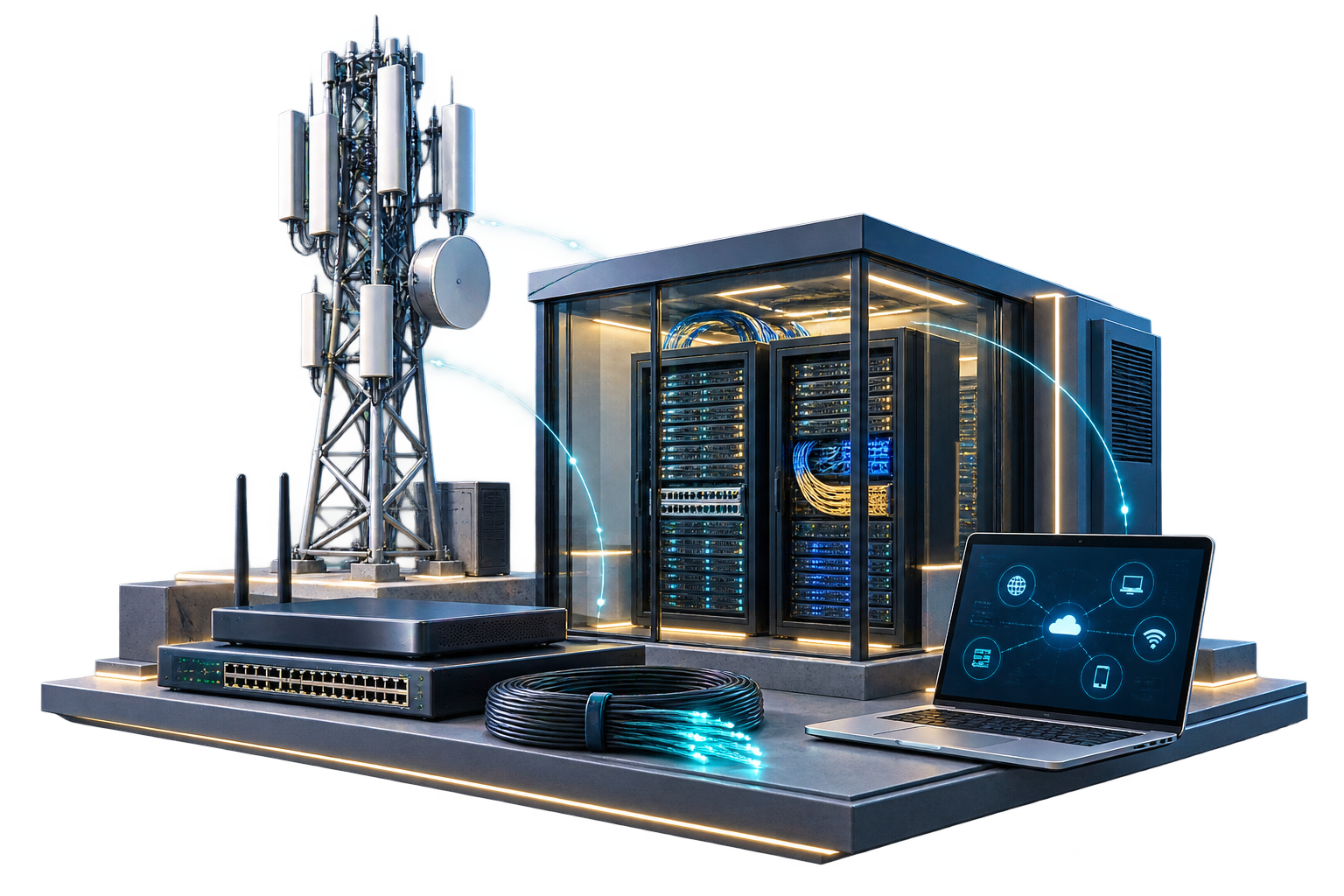 Telecom tower, fiber network and IT infrastructure equipment